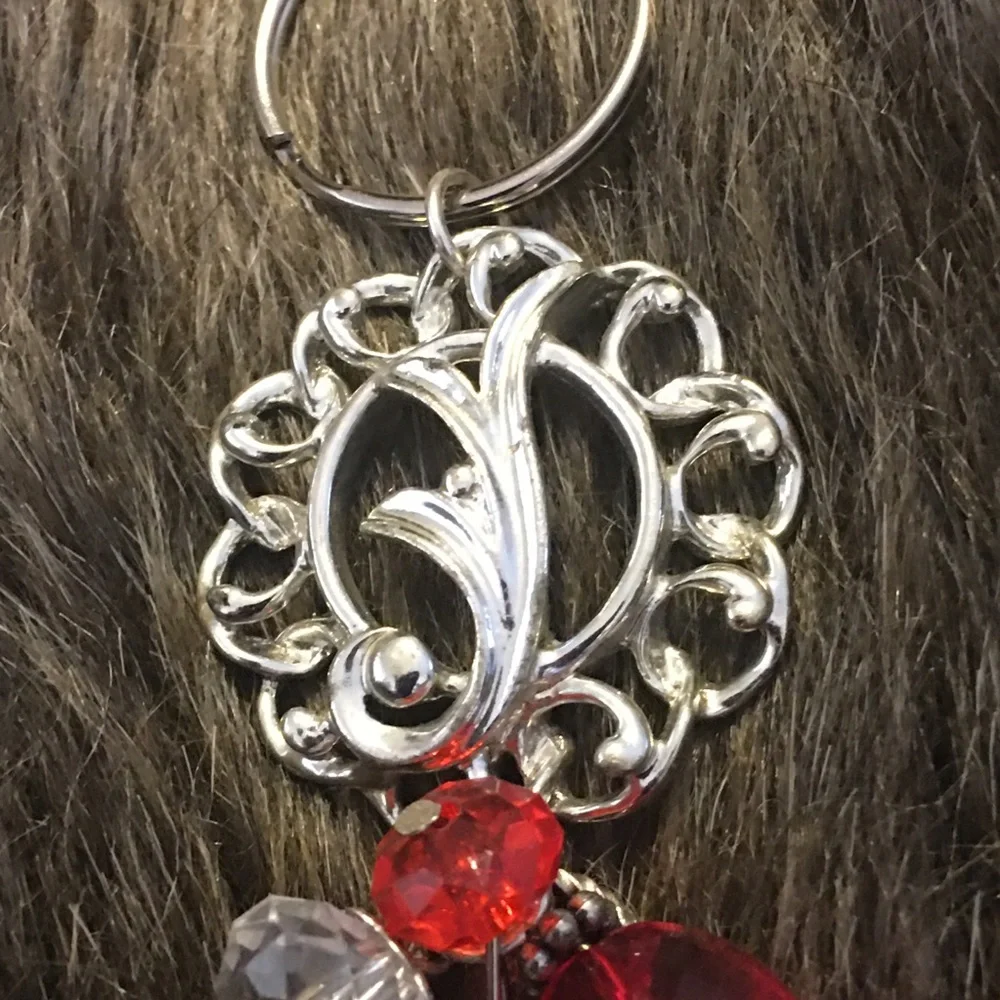 Vintage repurpose salvaged estate gem keychain
